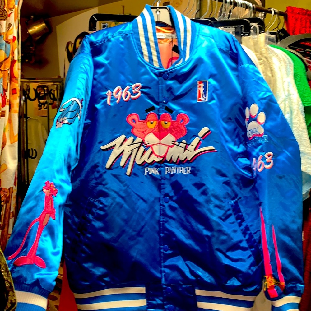 Brand new pink panther headgear classic bomber jacket.